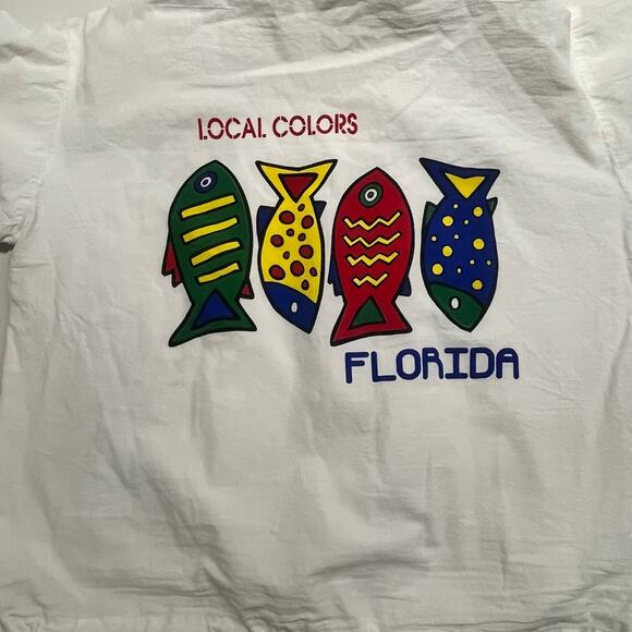 Florida Women Small Sun n Fun White Light Weight Jacket Colorful Fish Hooded - Picture 9 of 9